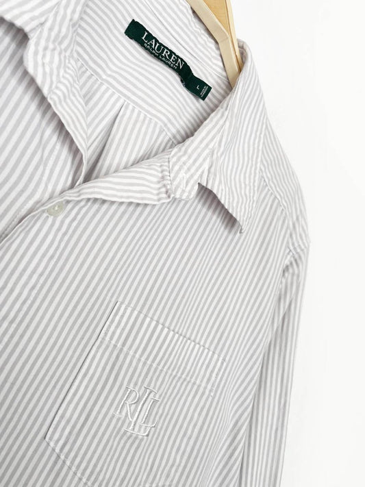 lauren ralph lauren crest pocket striped poplin boyfriend shirt - good market thrift store
