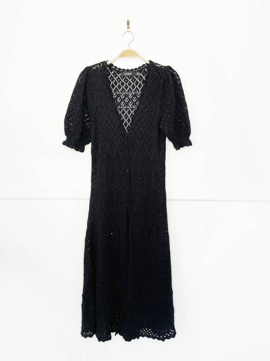 lauren ralph lauren crochet pointelle knit maxi dress | duster cardigan - good market thrift store