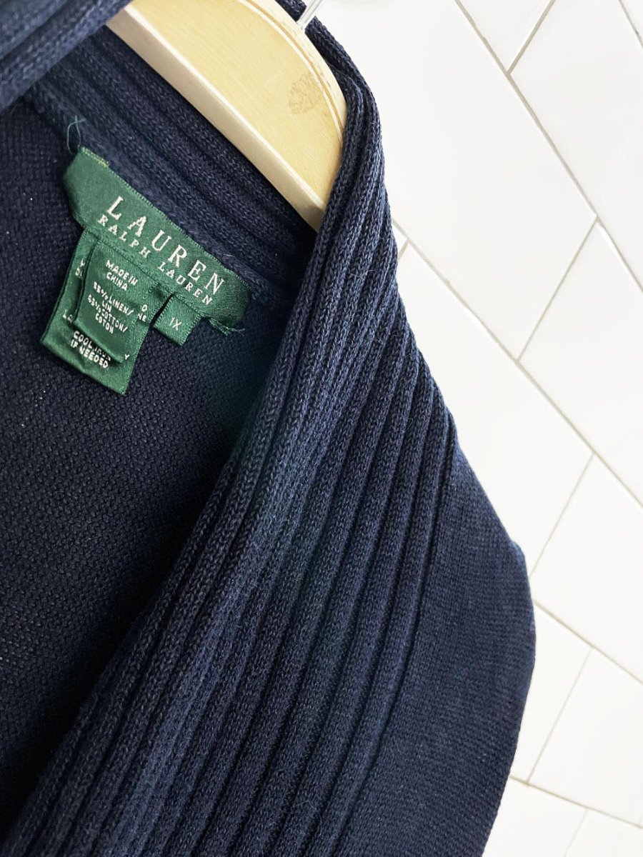 lauren ralph lauren linen-blend knit waterfall wrap cardigan - good market thrift store