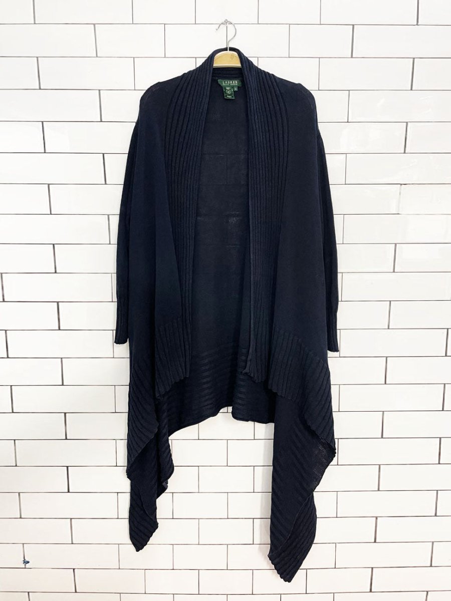 lauren ralph lauren linen-blend knit waterfall wrap cardigan - good market thrift store