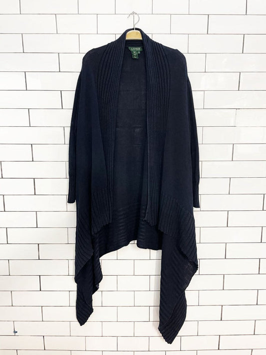 lauren ralph lauren linen-blend knit waterfall wrap cardigan - good market thrift store