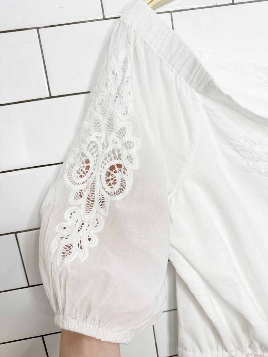 lauren ralph lauren voile eyele inset off shoulder boho blouse - good market thrift store