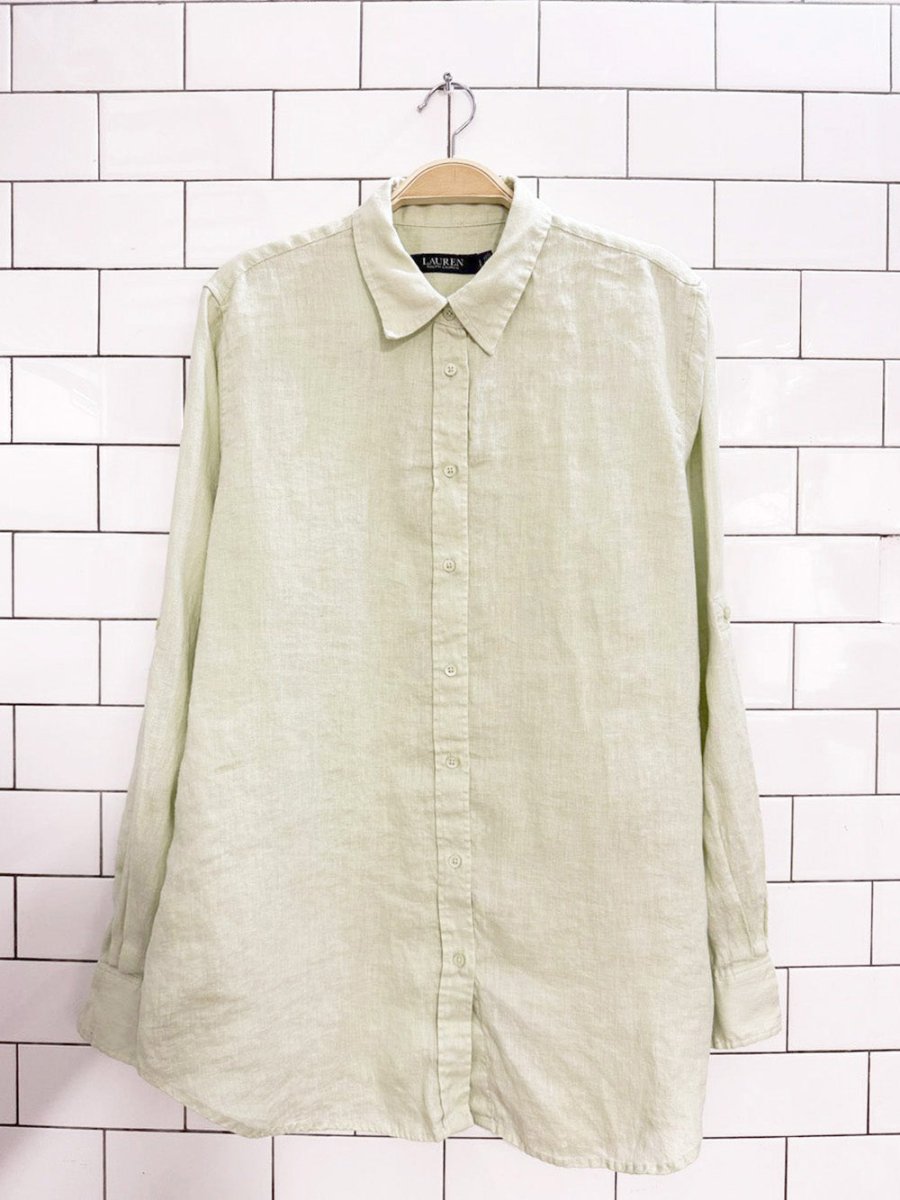 lauren RL 100% linen full button shirt | ralph lauren - good market thrift store
