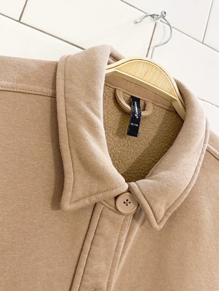 lazypants cozy fleece full button shirt jacket | shacket - good market thrift store