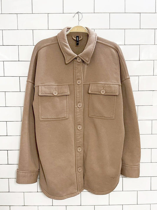 lazypants cozy fleece full button shirt jacket | shacket - good market thrift store