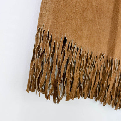 nwt vintage 00s le chateau suede western fringe skirt
