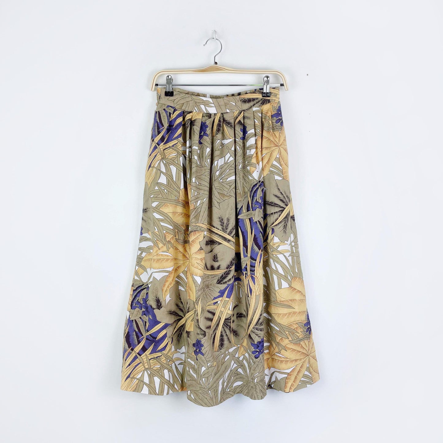 vintage conrad c tropical leaf midi skirt