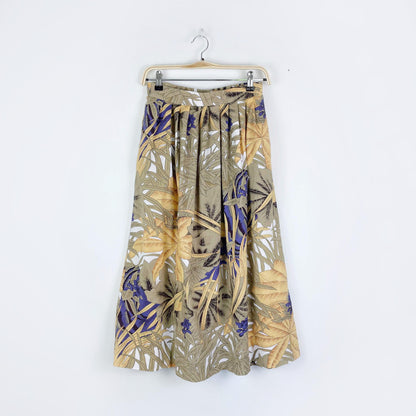 vintage conrad c tropical leaf midi skirt
