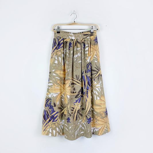 vintage conrad c tropical leaf midi skirt