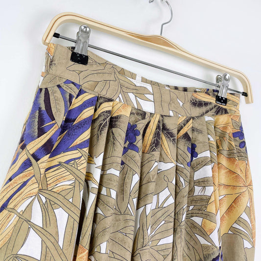 vintage conrad c tropical leaf midi skirt