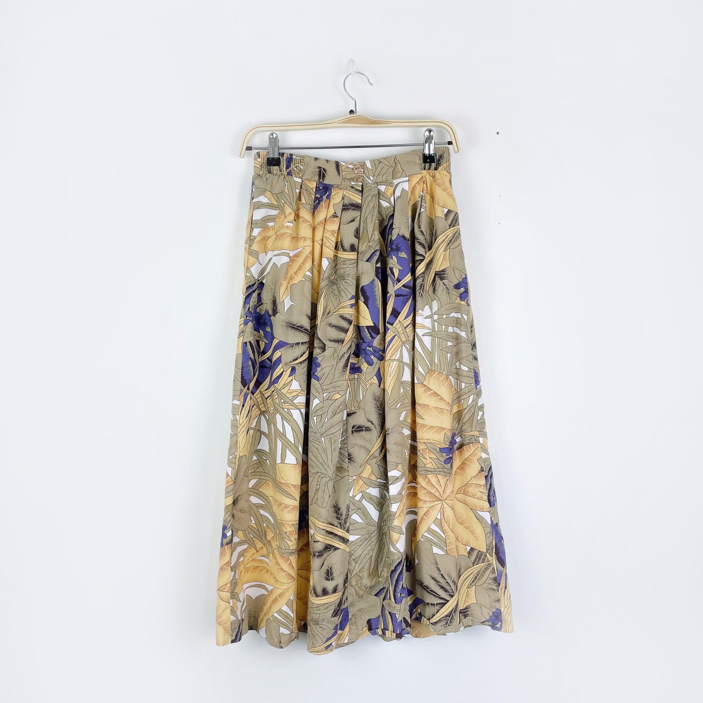 vintage conrad c tropical leaf midi skirt