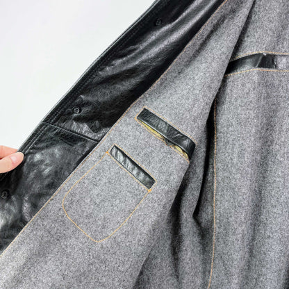 strellson minimal leather wool-lined jacket