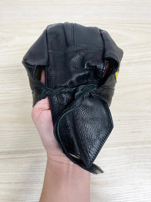 leather flame biker skull cap - good market thrift store