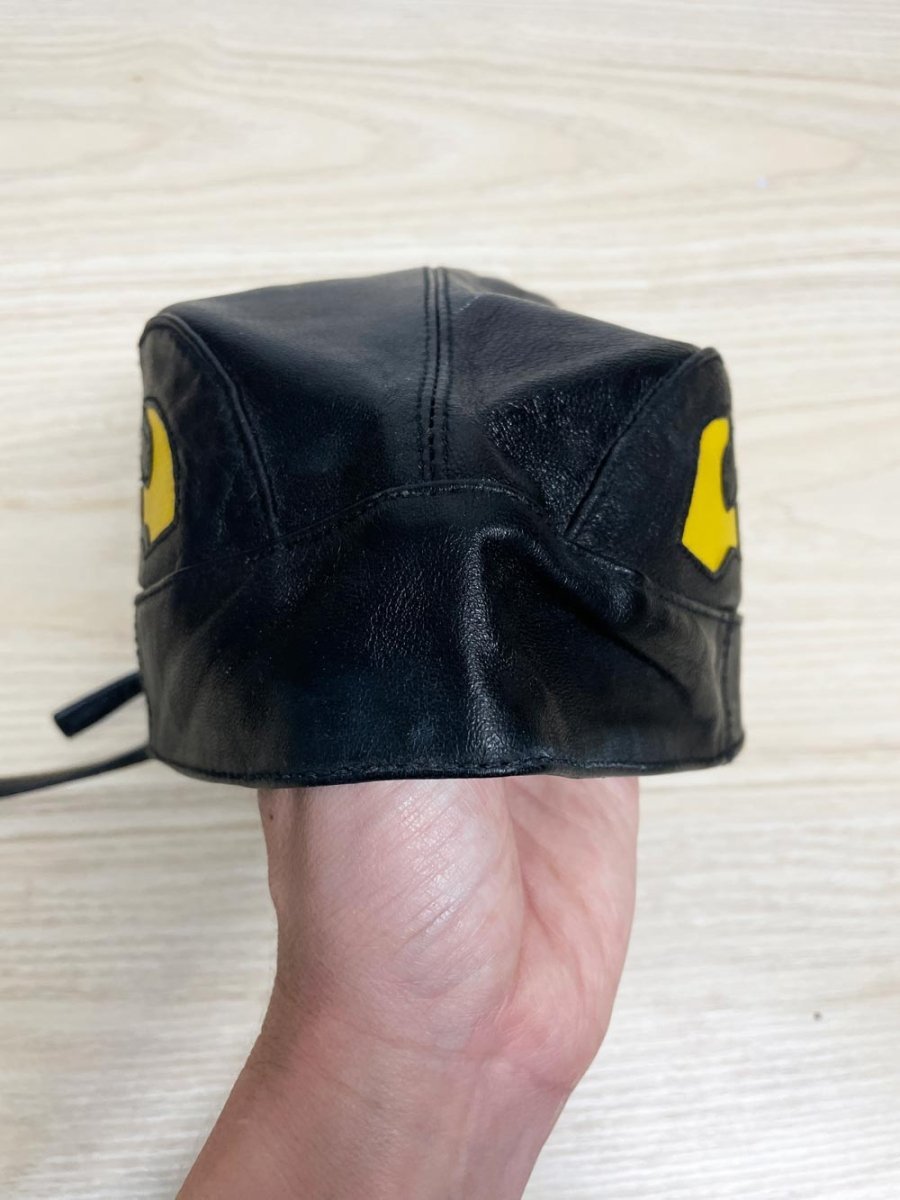 leather flame biker skull cap - good market thrift store