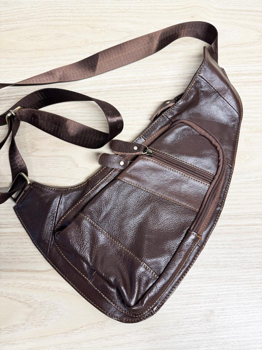 leather sling crossbody bag - good market thrift store