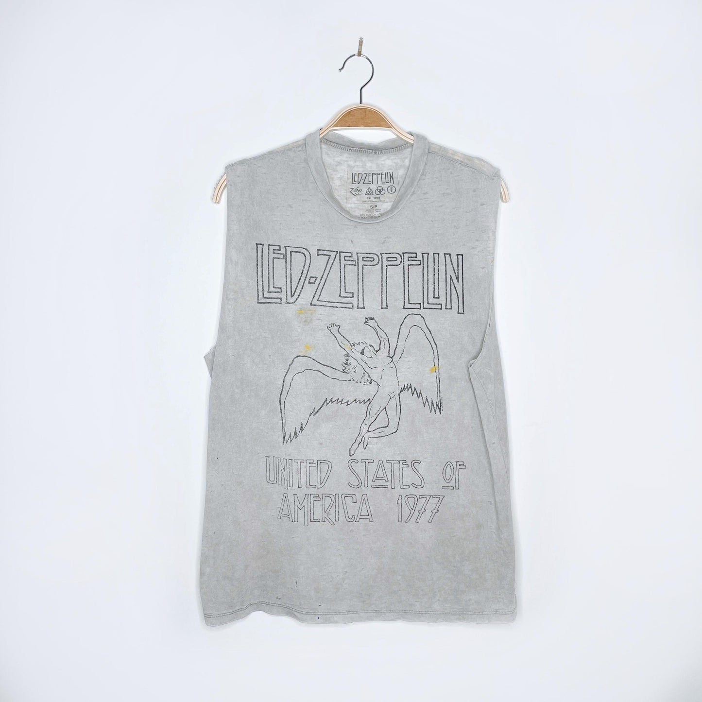 led zeppelin grey angle wings muscle tee