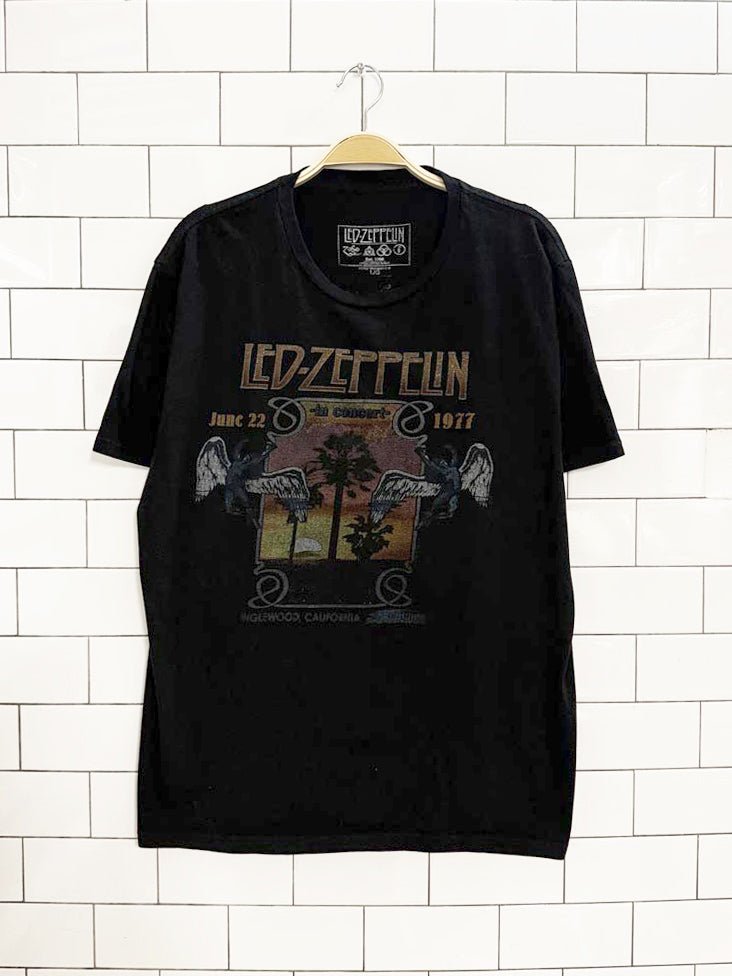 led zeppelin inglewood california concert reprint tee | 1977 - good market thrift store