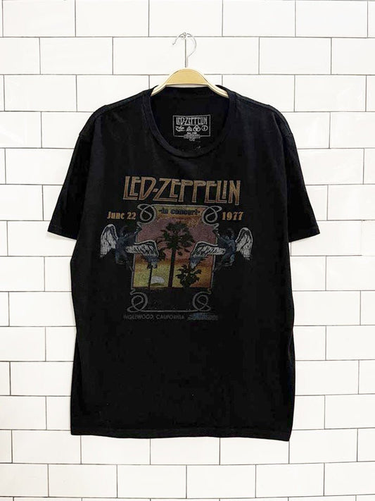 led zeppelin inglewood california concert reprint tee | 1977 - good market thrift store