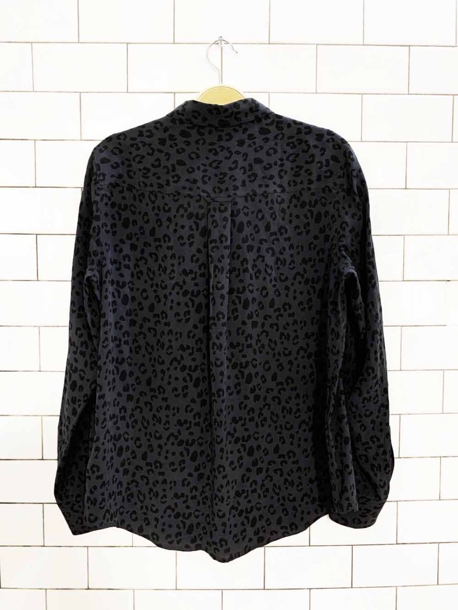 lena case 100% silk animal print full button blouse | anthropologie - good market thrift store