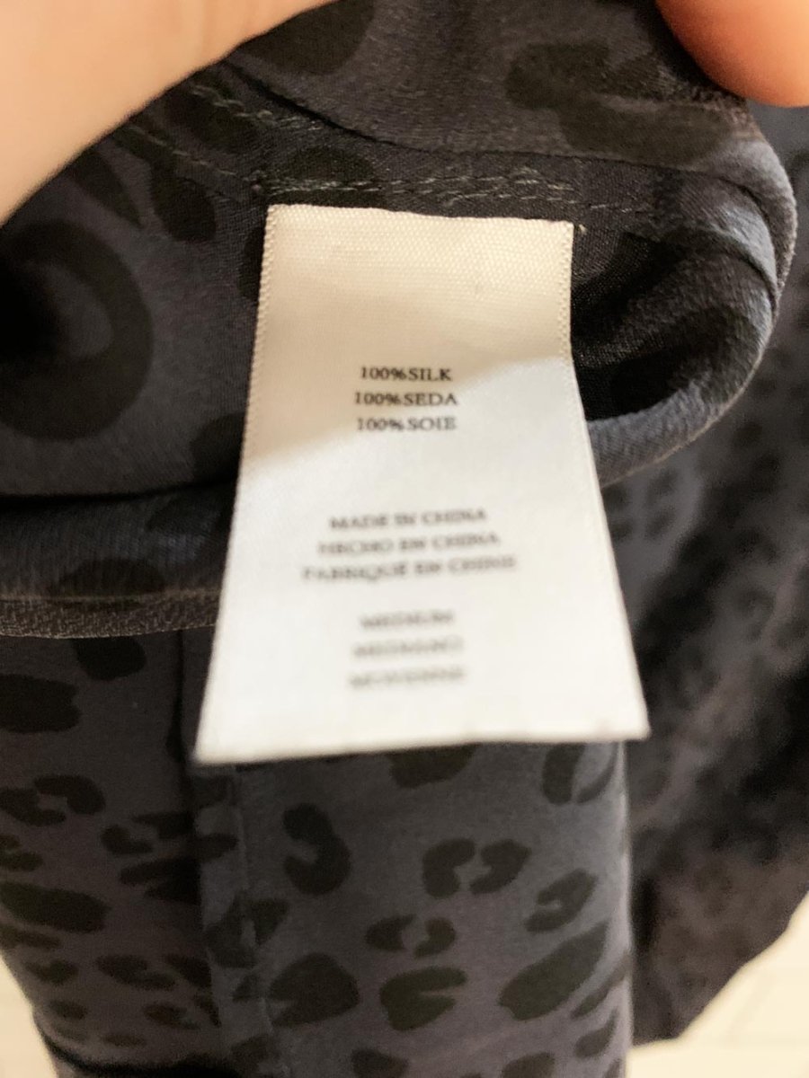 lena case 100% silk animal print full button blouse | anthropologie - good market thrift store