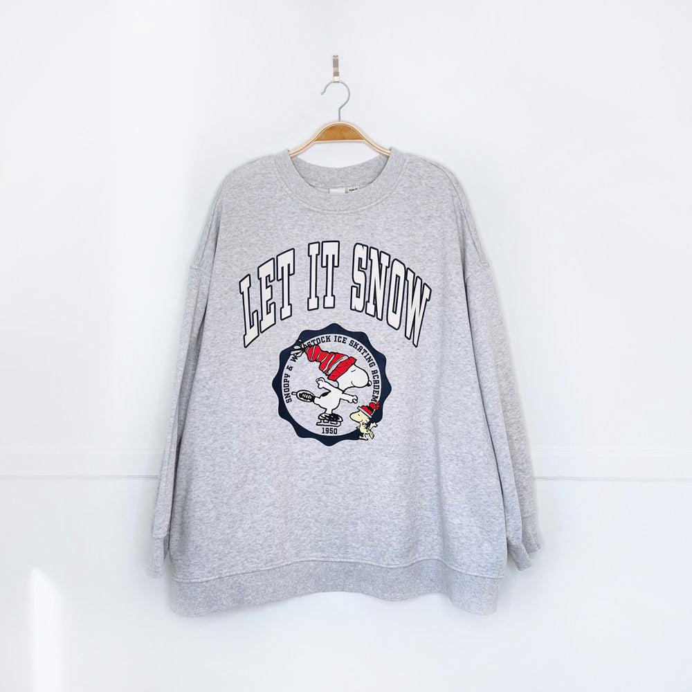 h&m oversized snoopy ice skating crew
