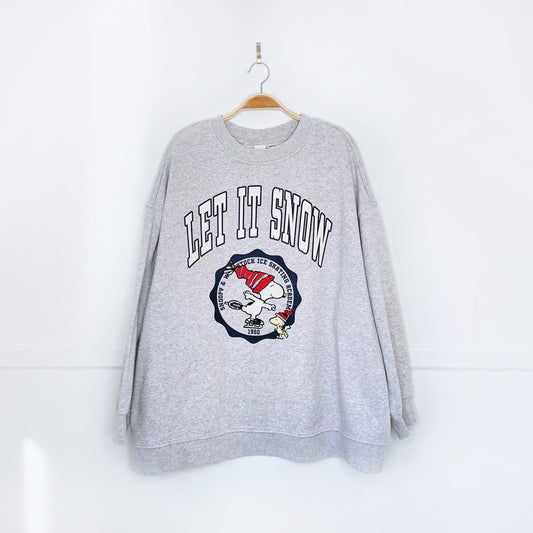 h&m oversized snoopy ice skating crew
