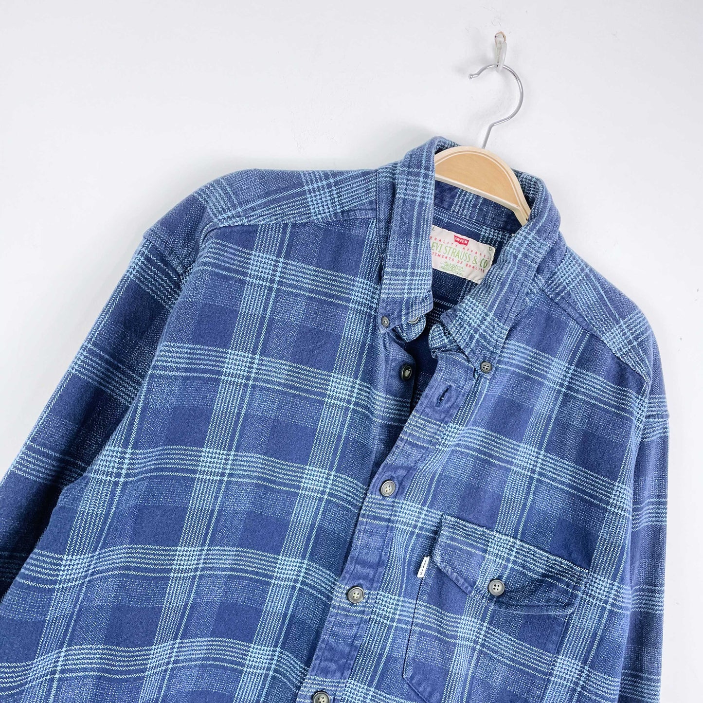 vintage levi's white tab heavy flannel plaid shirt