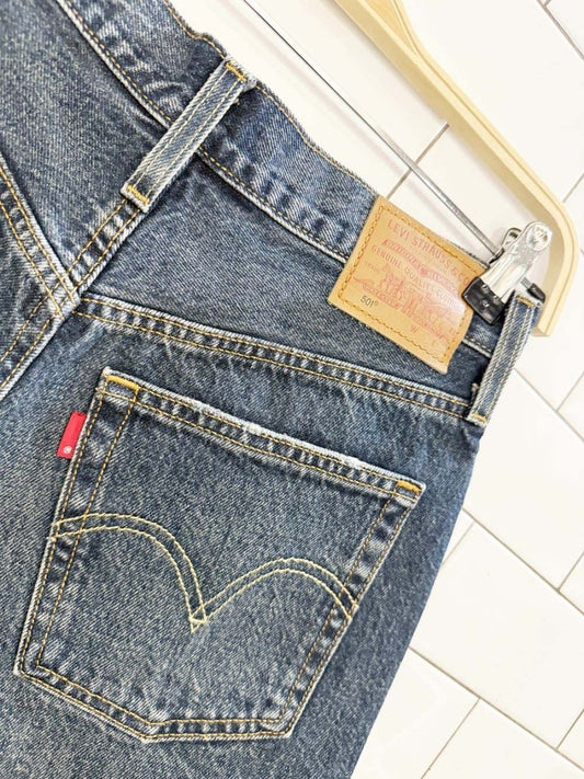 levi's 501 cut - off denim shorts | dark wash - good market thrift store