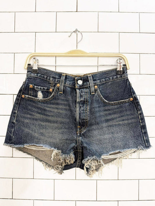 levi's 501 cut - off denim shorts | dark wash - good market thrift store