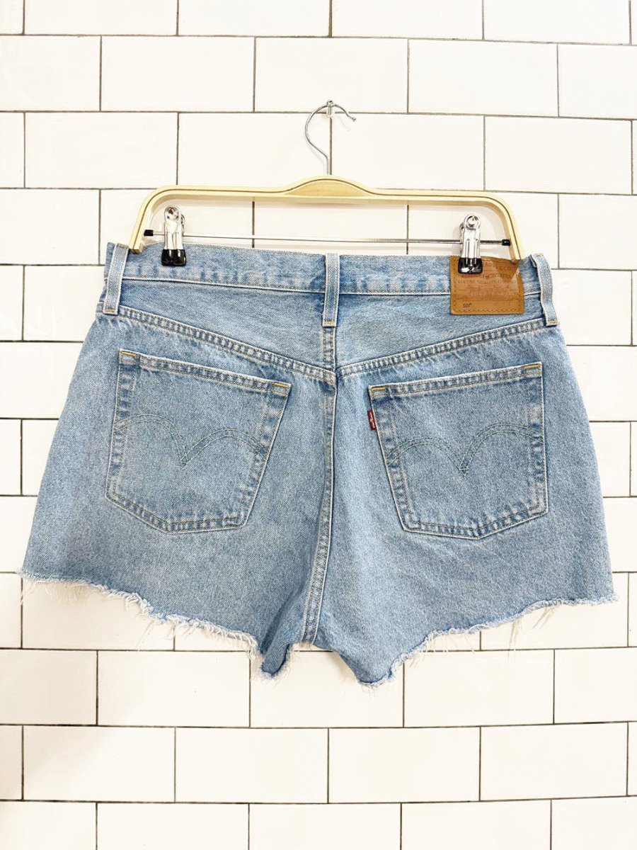 levi's 501 distressed hem cut - off denim shorts - good market thrift store