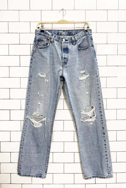 levis 501 distressed straight leg jeans - good market thrift store