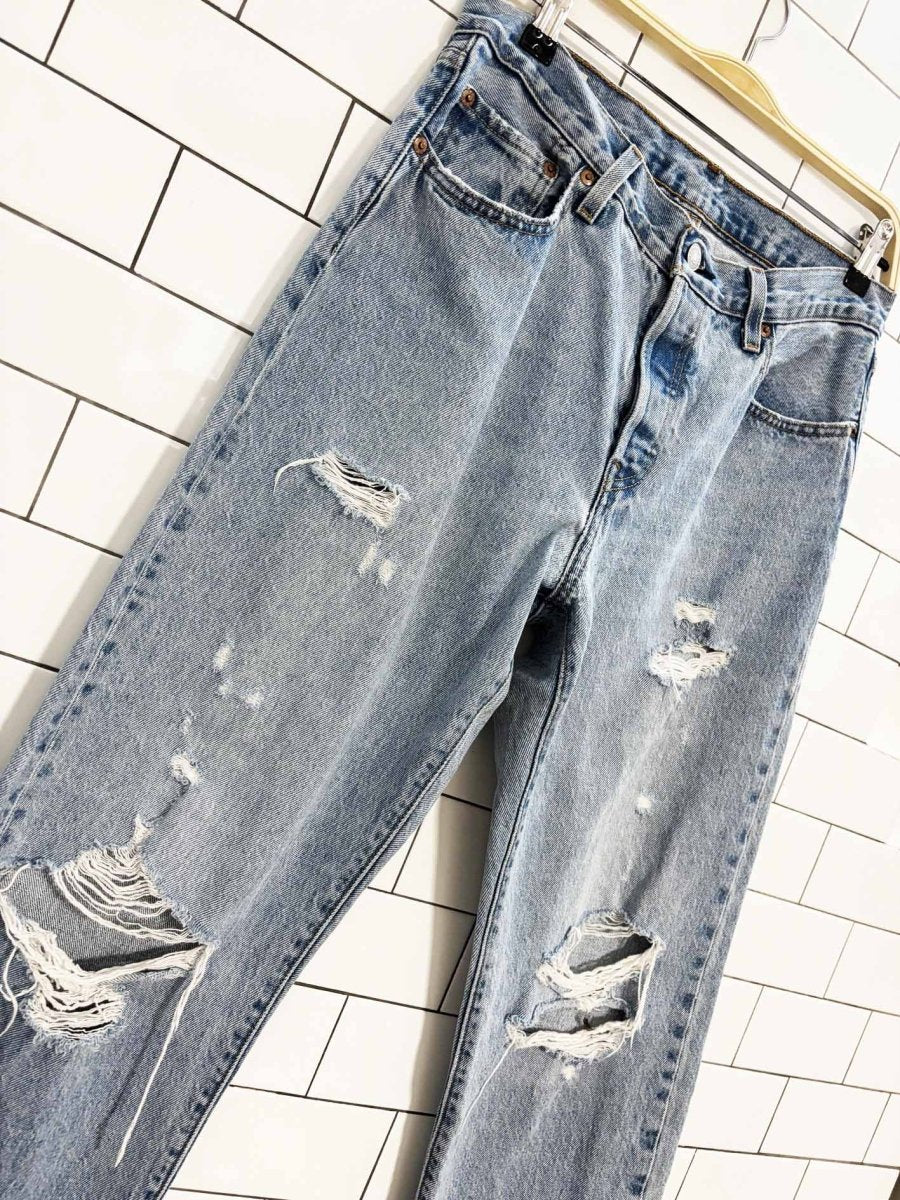 levis 501 distressed straight leg jeans - good market thrift store