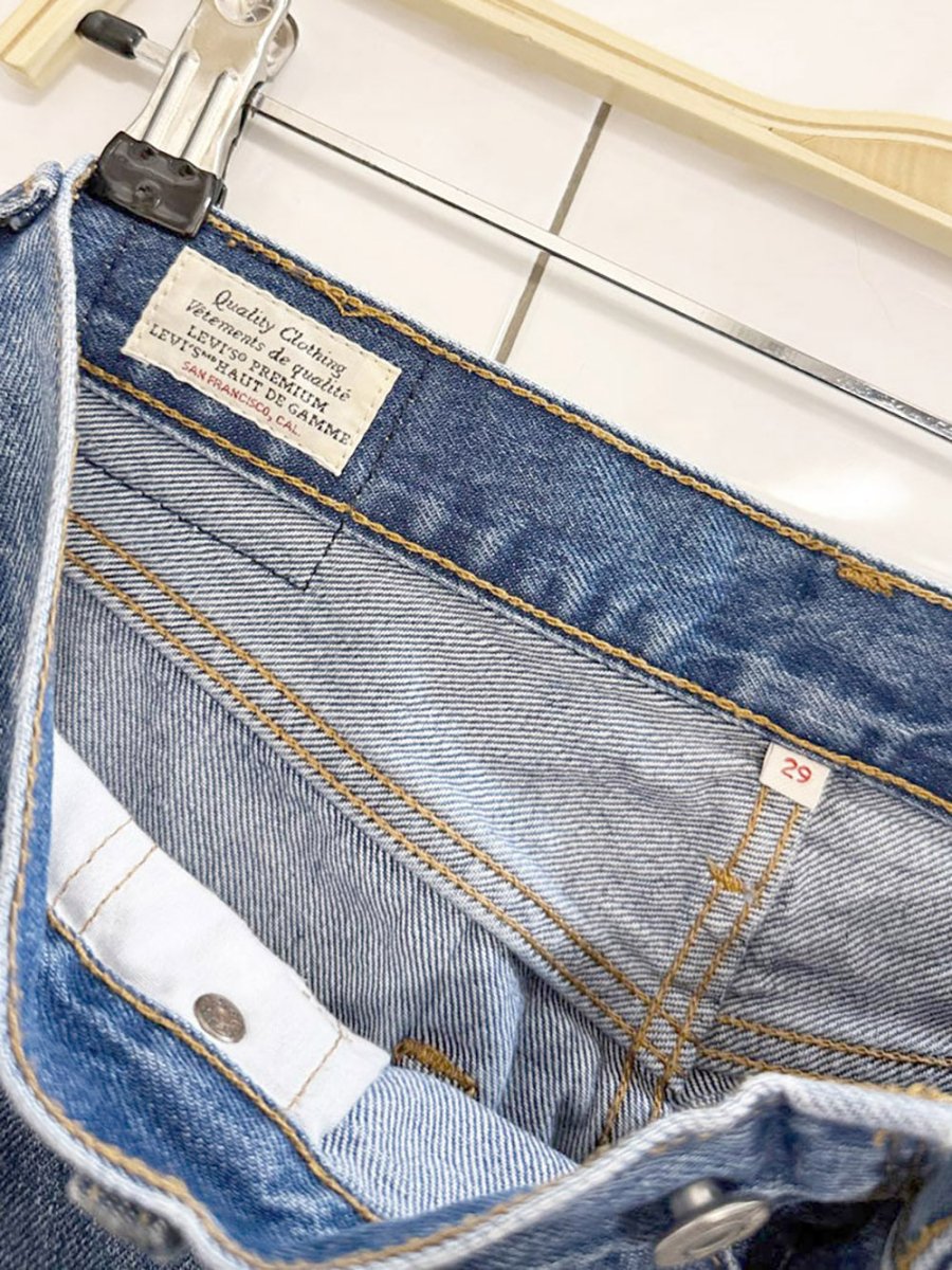 levi's button fly cut off denim mini skirt - good market thrift store