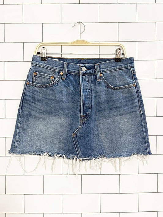 levi's button fly cut off denim mini skirt - good market thrift store