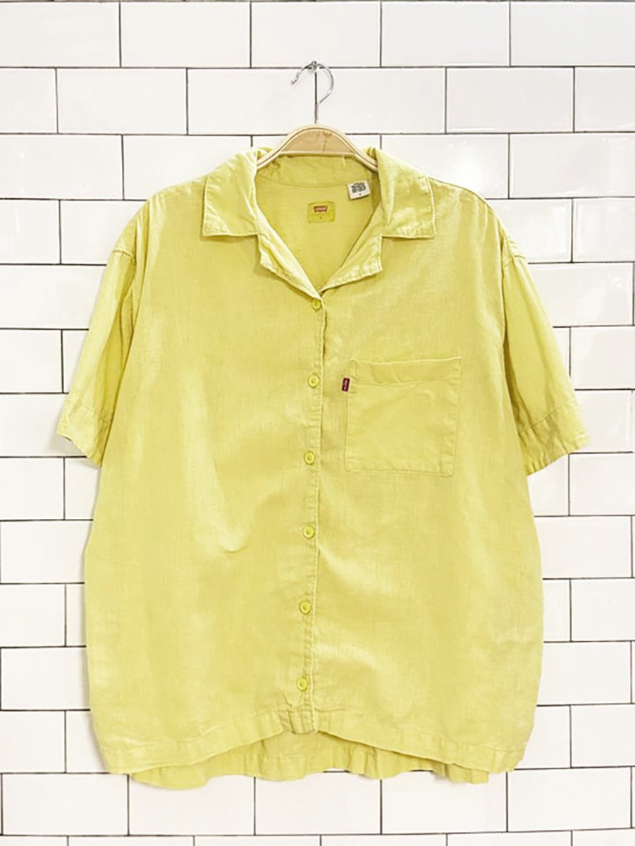 levi's linen - blend boxy full button shirt - good market thrift store