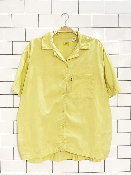 levi's linen - blend boxy full button shirt - good market thrift store