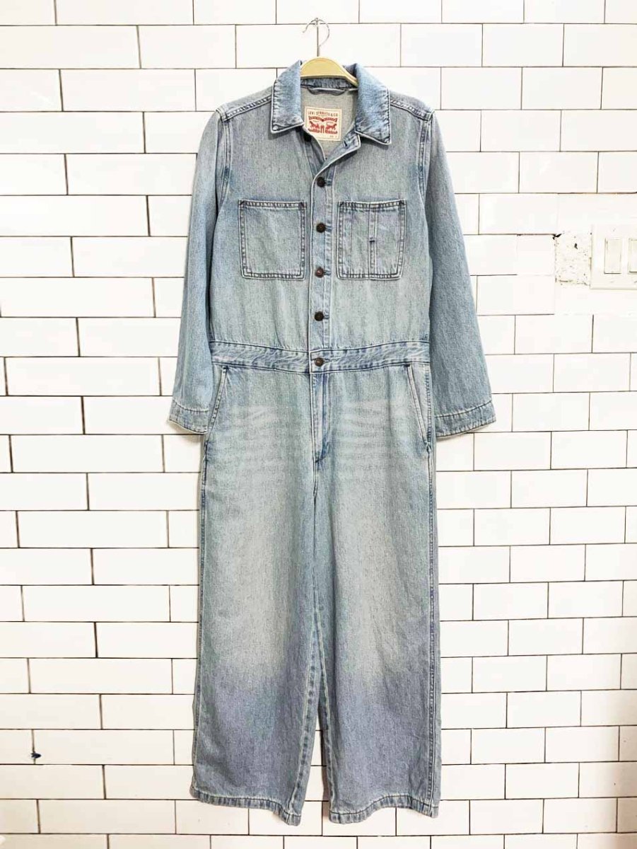 levi's loose wide leg denim coveralls - good market thrift store