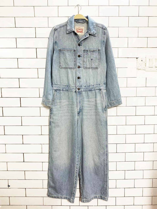 levi's loose wide leg denim coveralls - good market thrift store