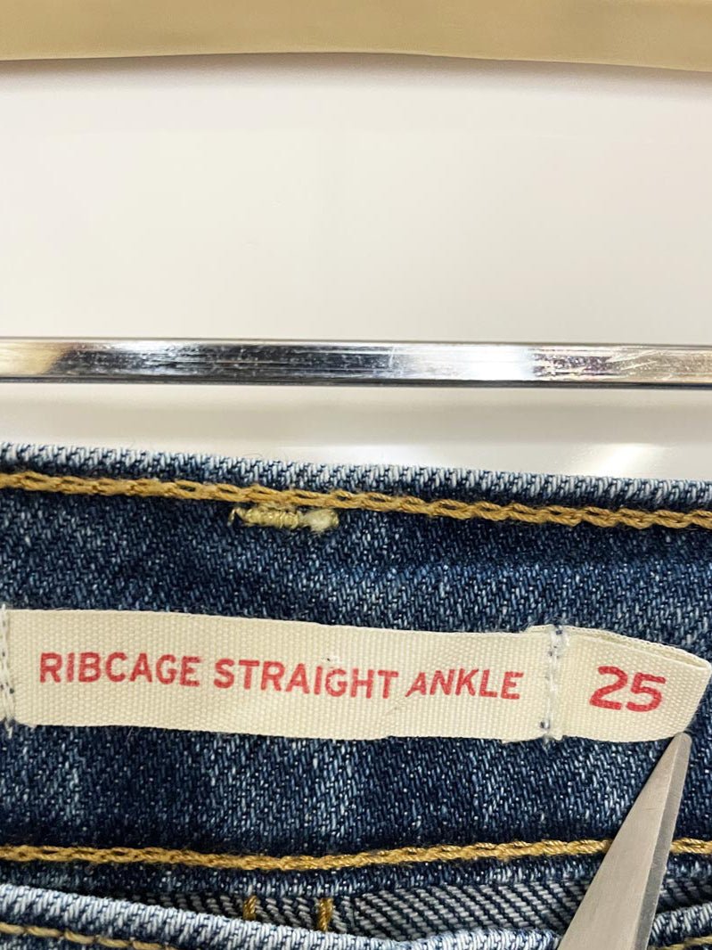 levis ribcage straight ankle button fly jeans - good market thrift store