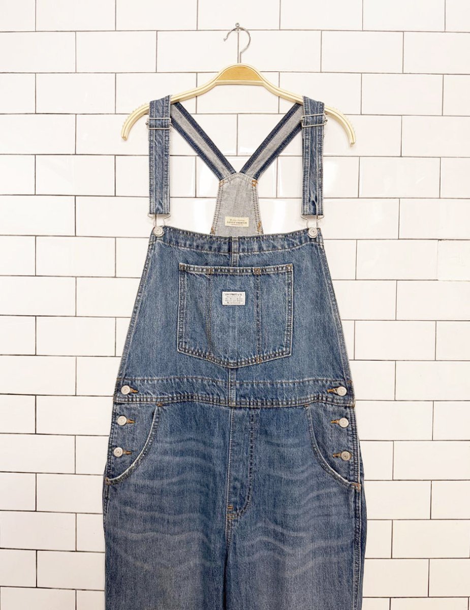 levi's white tab baggy denim overalls - good market thrift store