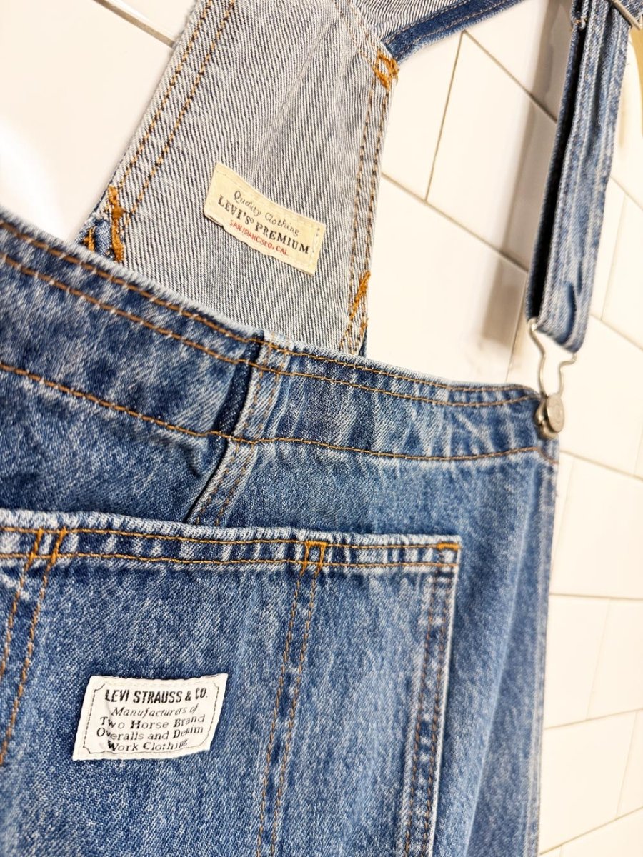 levi's white tab baggy denim overalls - good market thrift store