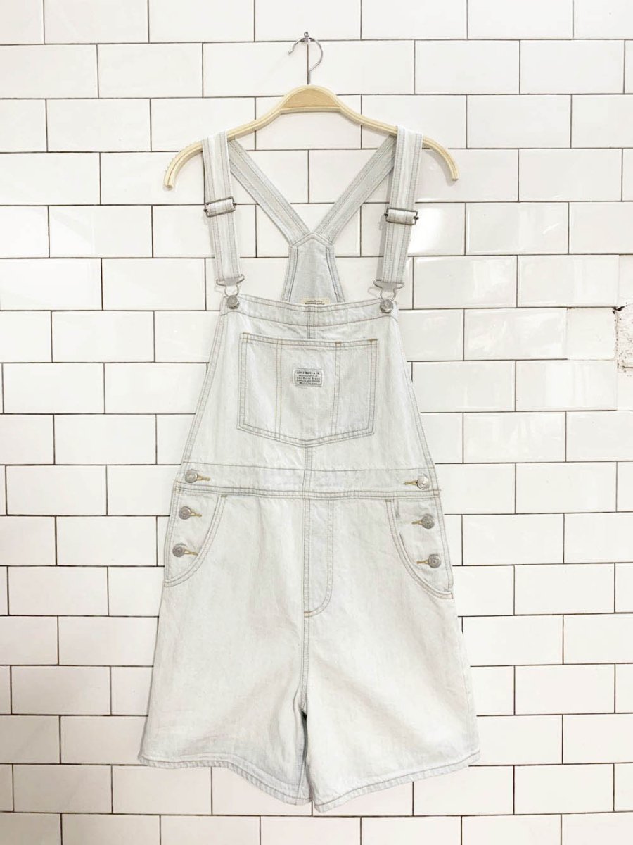 levi's white tab denim overall shorts - good market thrift store