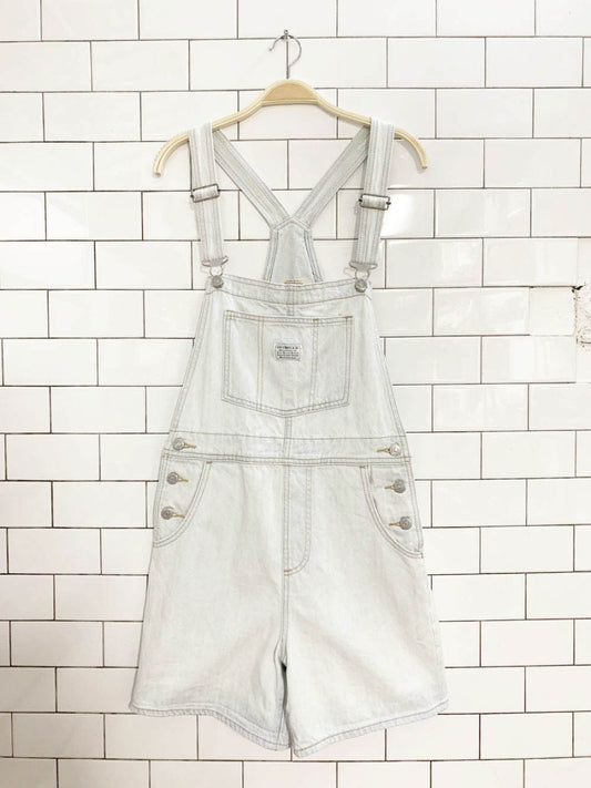levi's white tab denim overall shorts - good market thrift store