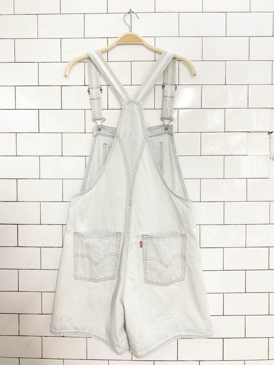 levi's white tab denim overall shorts - good market thrift store