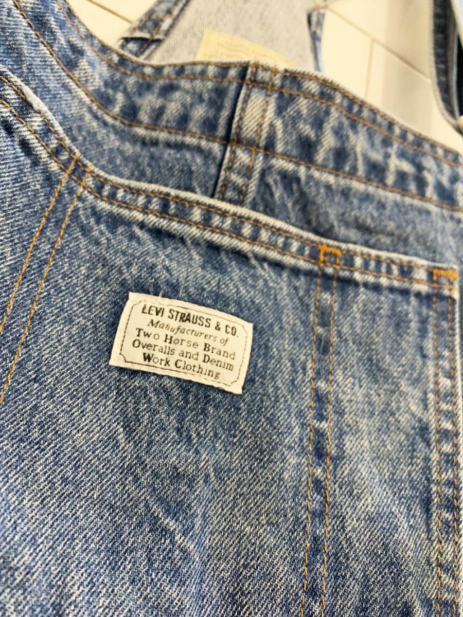 levi's white tab distressed denim cut off overall shorts - good market thrift store