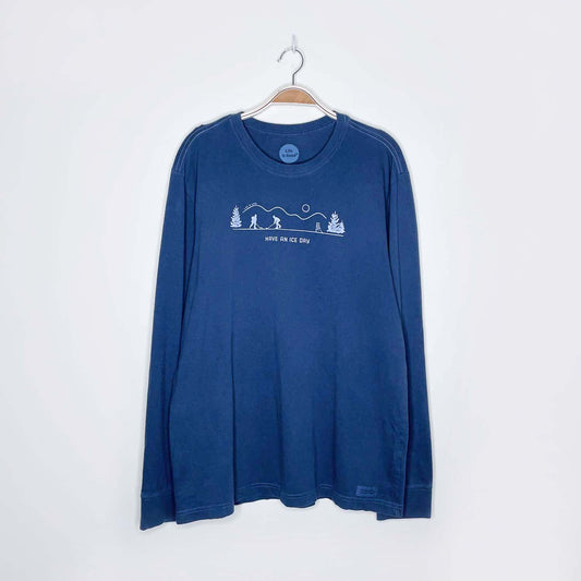 life is good have an ice day hockey crusher ls tee - size large