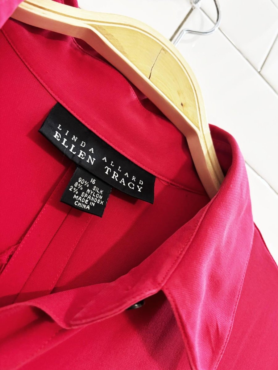 linda allard ellen tracy silk - blend button down shirt - good market thrift store