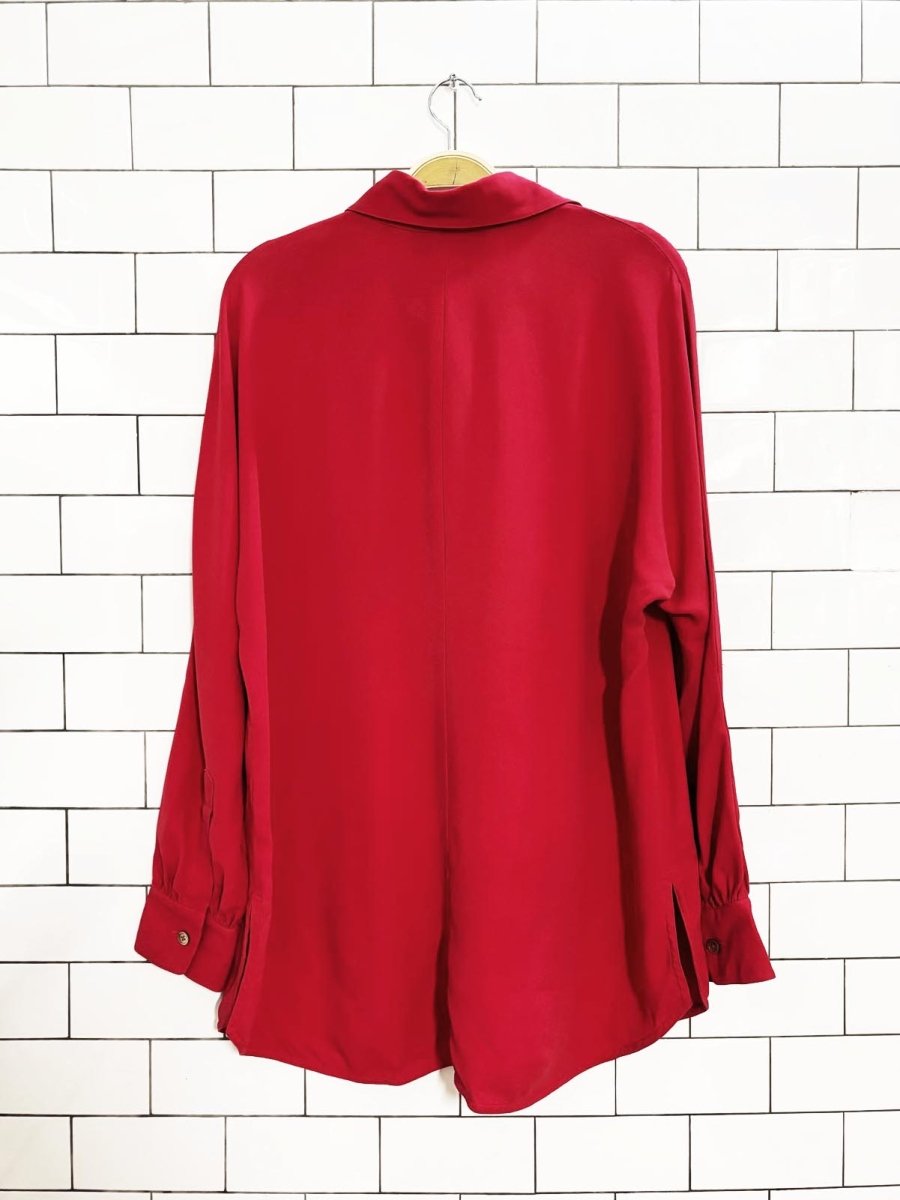 linda allard ellen tracy silk - blend button down shirt - good market thrift store