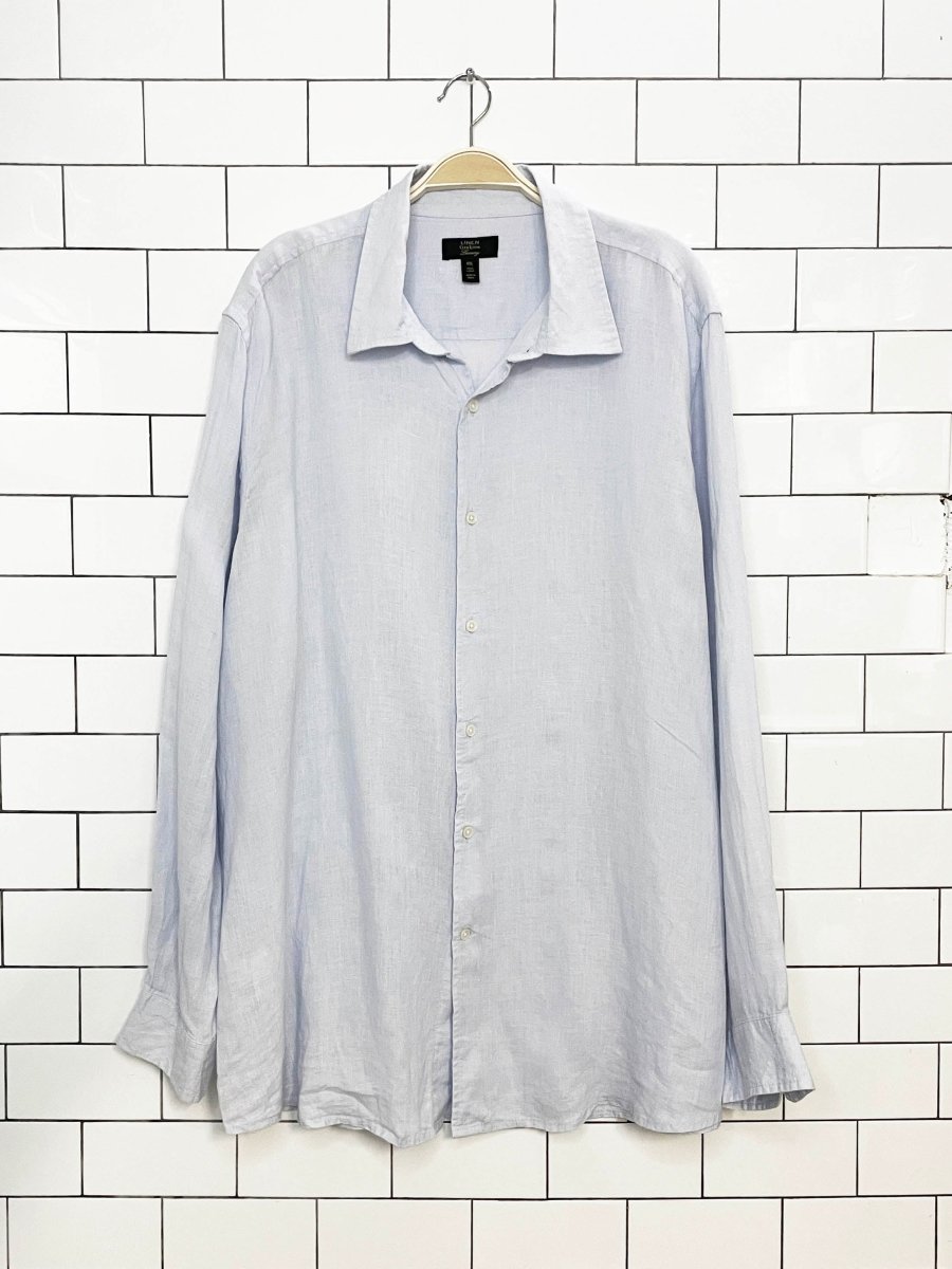 linen club room luxury 100% linen full button shirt | made in India - good market thrift store