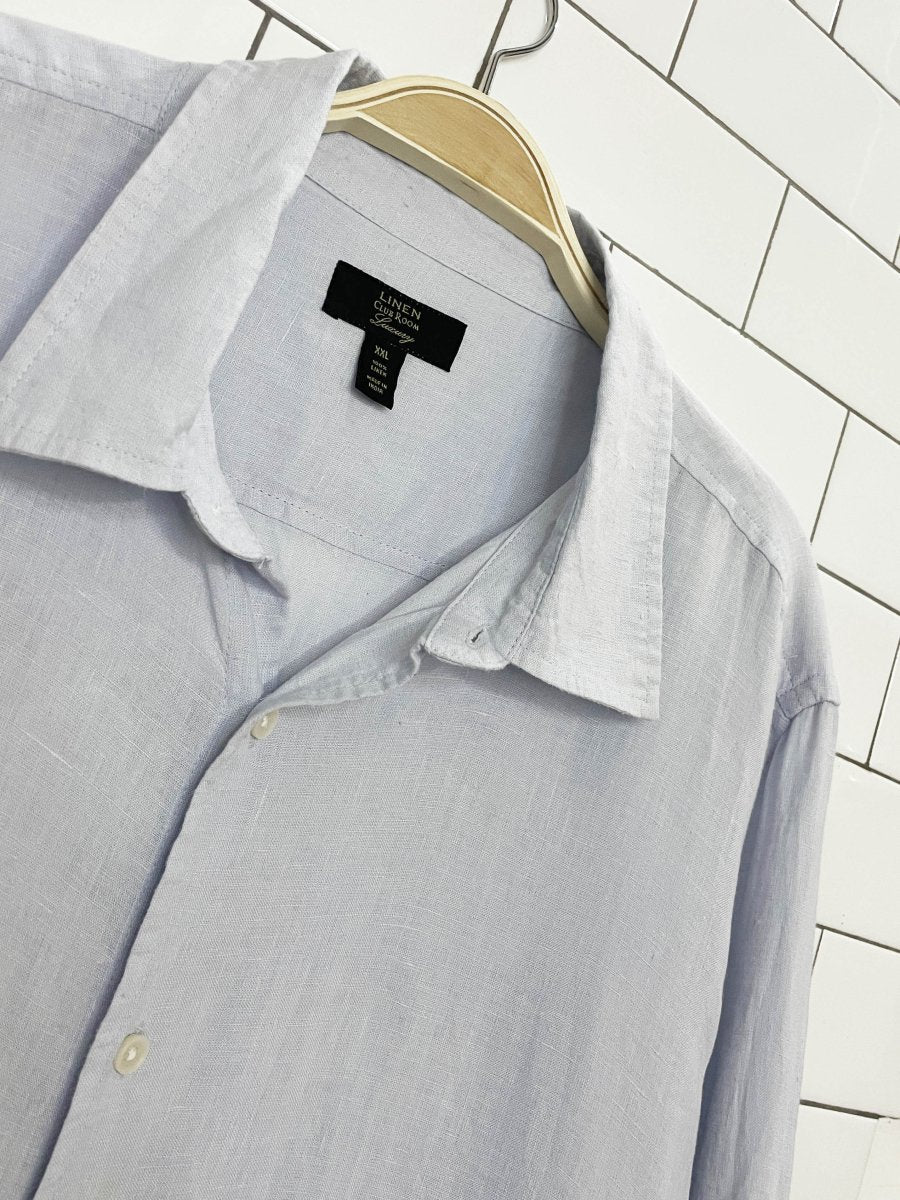 linen club room luxury 100% linen full button shirt | made in India - good market thrift store